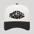 White and black cap with 'Pickleball' and pickleball ball design on a gray background